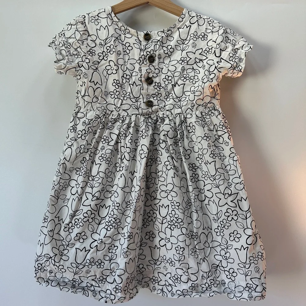 Hanna Andersson‎ Girls 5 Dress 110cm Sketch Dress Floral Mushrooms Pockets